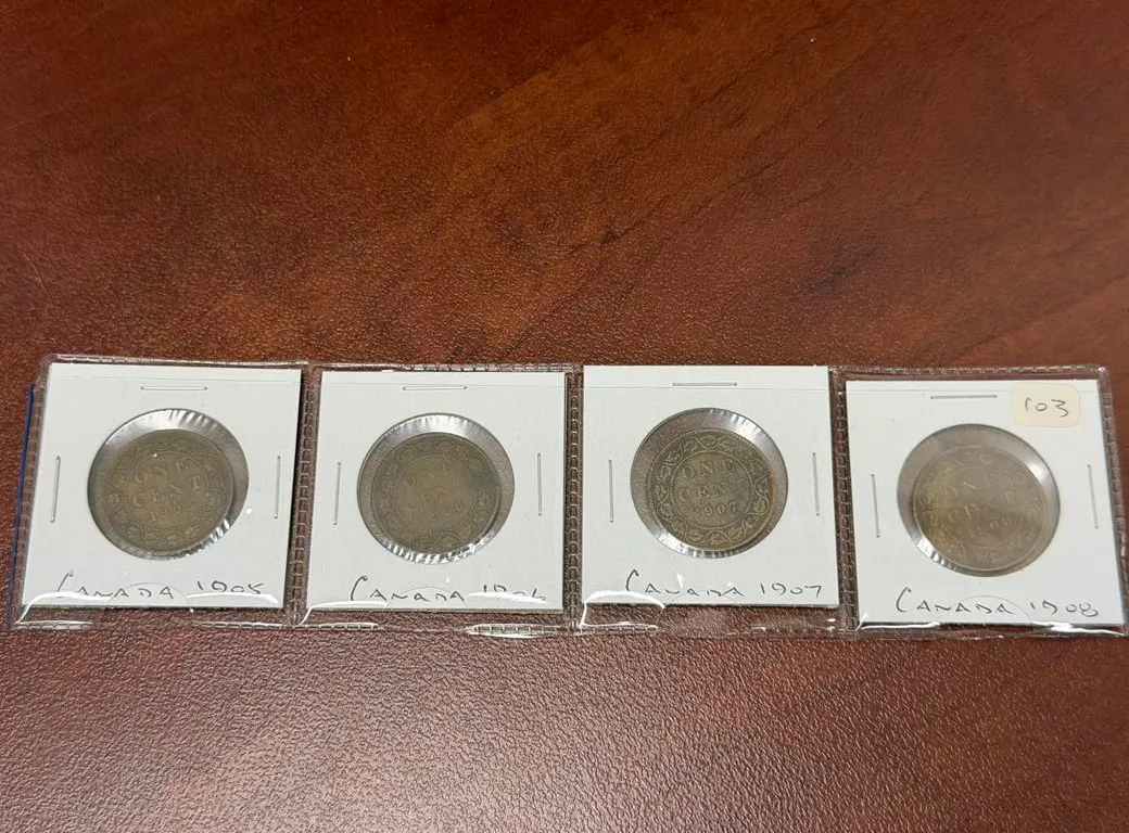 1905, 1906, 1907, 1908 Cdn Large Cents