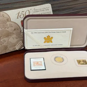 2001 Cdn Three Cent Gold Pl. Silver Coin & 1st po. St.