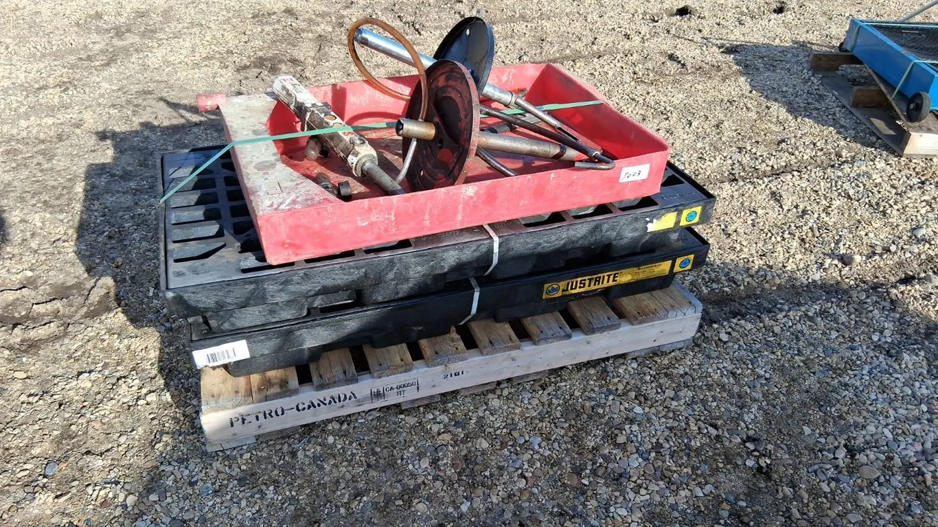 3- Oil Catch Pans, Bucket Pumps, 2- Air Diaphragm Pumps