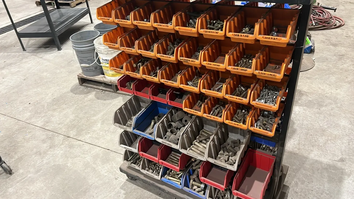 Rolling Bolt Bin Stocked with Assorted Nuts, Bolts and Washers