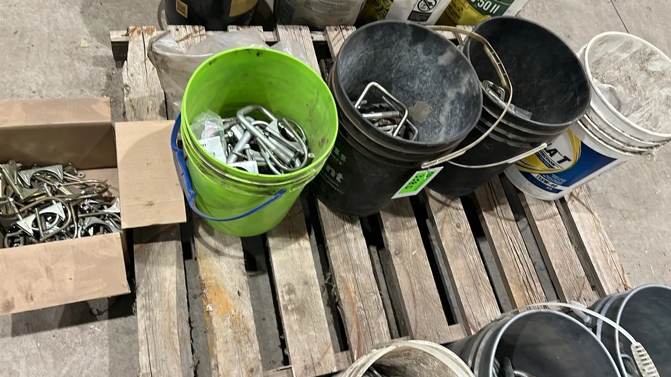 (4) Pails of Assorted U Bolts and Muffler Clamps