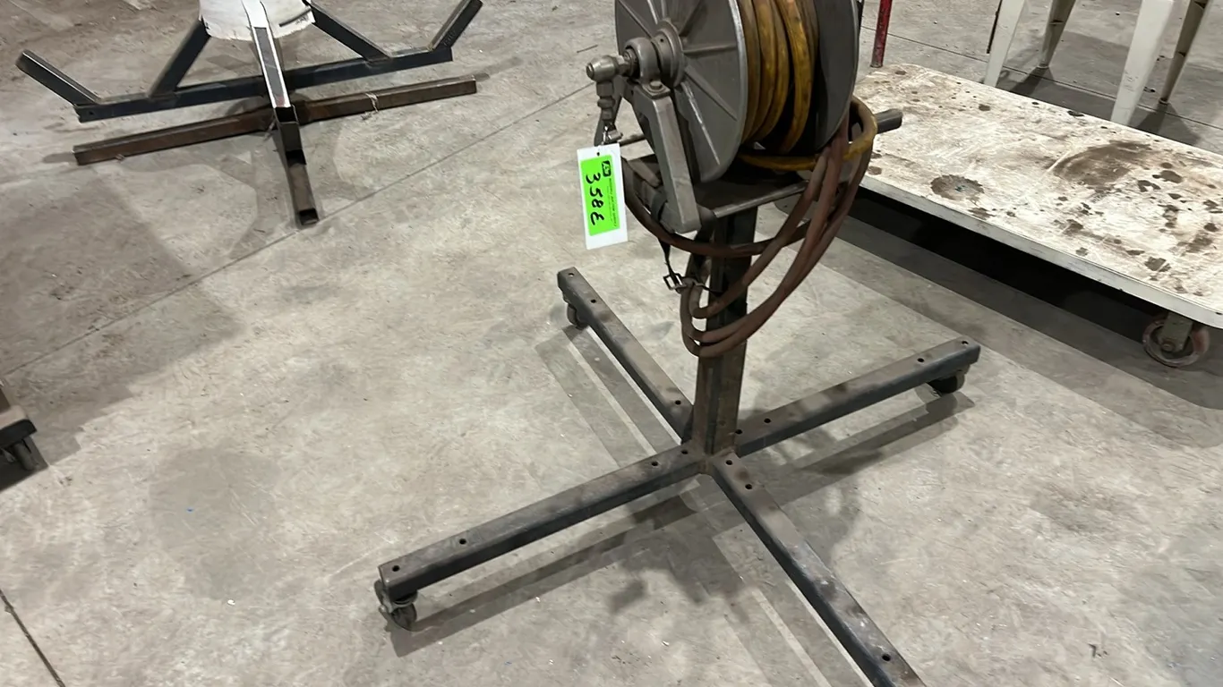 Air Hose with Reel on Metal Rolling Cart