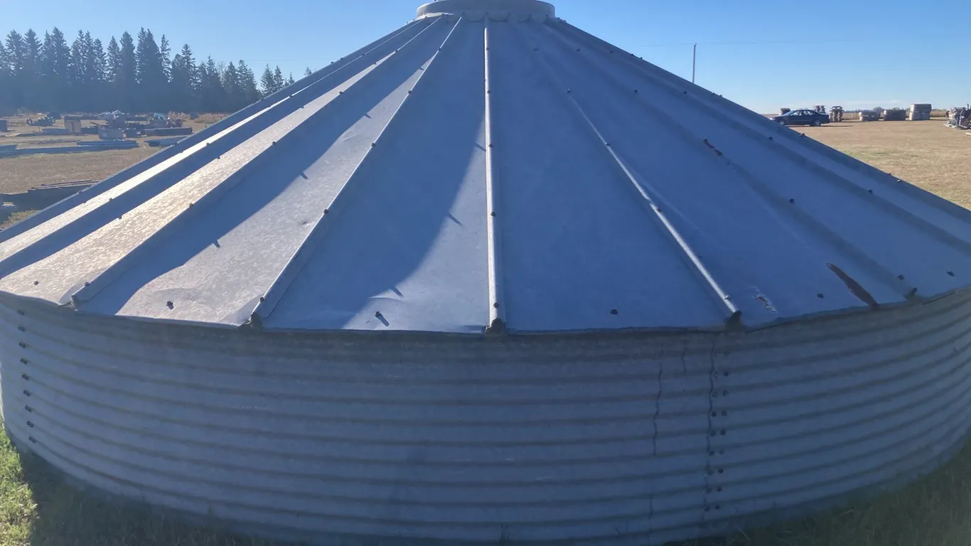 18' Butler Bin Roof and 1 Ring Base with Assortment of Butler Grain Bins Sheets, Doors, and Lids