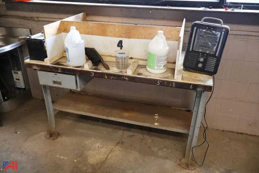 (6) Shop Worktables with (2) Shop Cabinets
