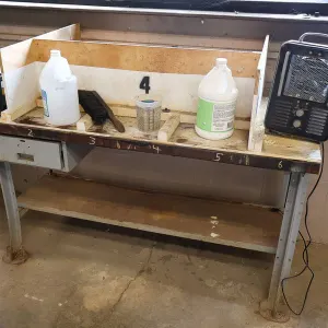 (6) Shop Worktables with (2) Shop Cabinets