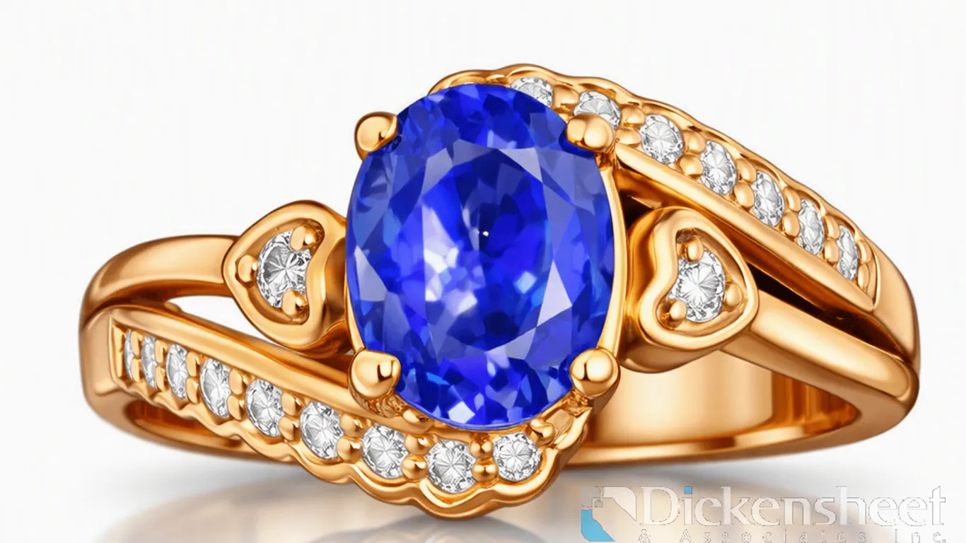ROSE GOLD TONE RING WITH PURPLE STONE AND CLEAR ACCENTS