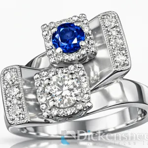 14KT WHITE GOLD DIAMOND AND SAPPHIRE RING 5.9 GRAMS