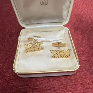 14K YELLOW GOLD INITIAL CUFF LINKS