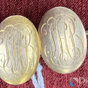 10KT YELLOW GOLD  ENGRAVED FRENCH CUFFLINKS 4.9 GRAMS