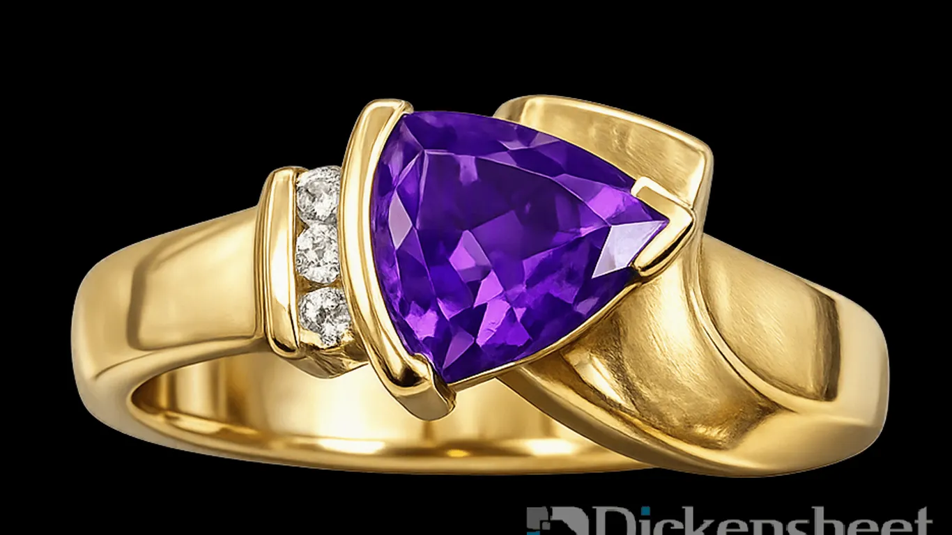 14KT RING WITH PURPLE CENTER WITH STONES