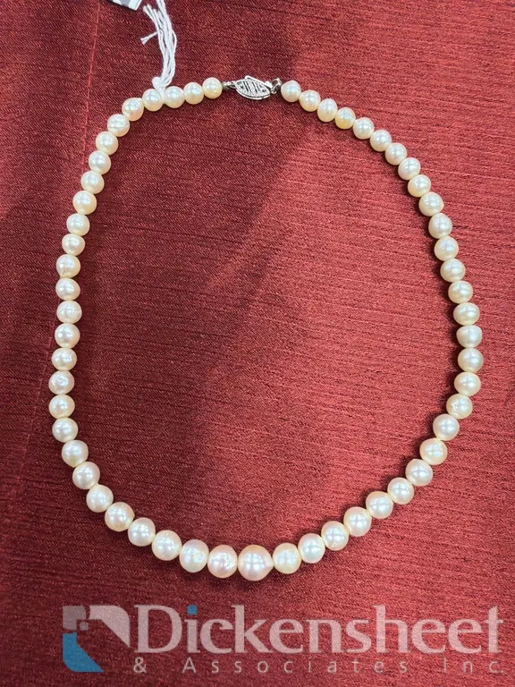 PEARL NECKLACE 10K WHITE GOLD CLASP 16"