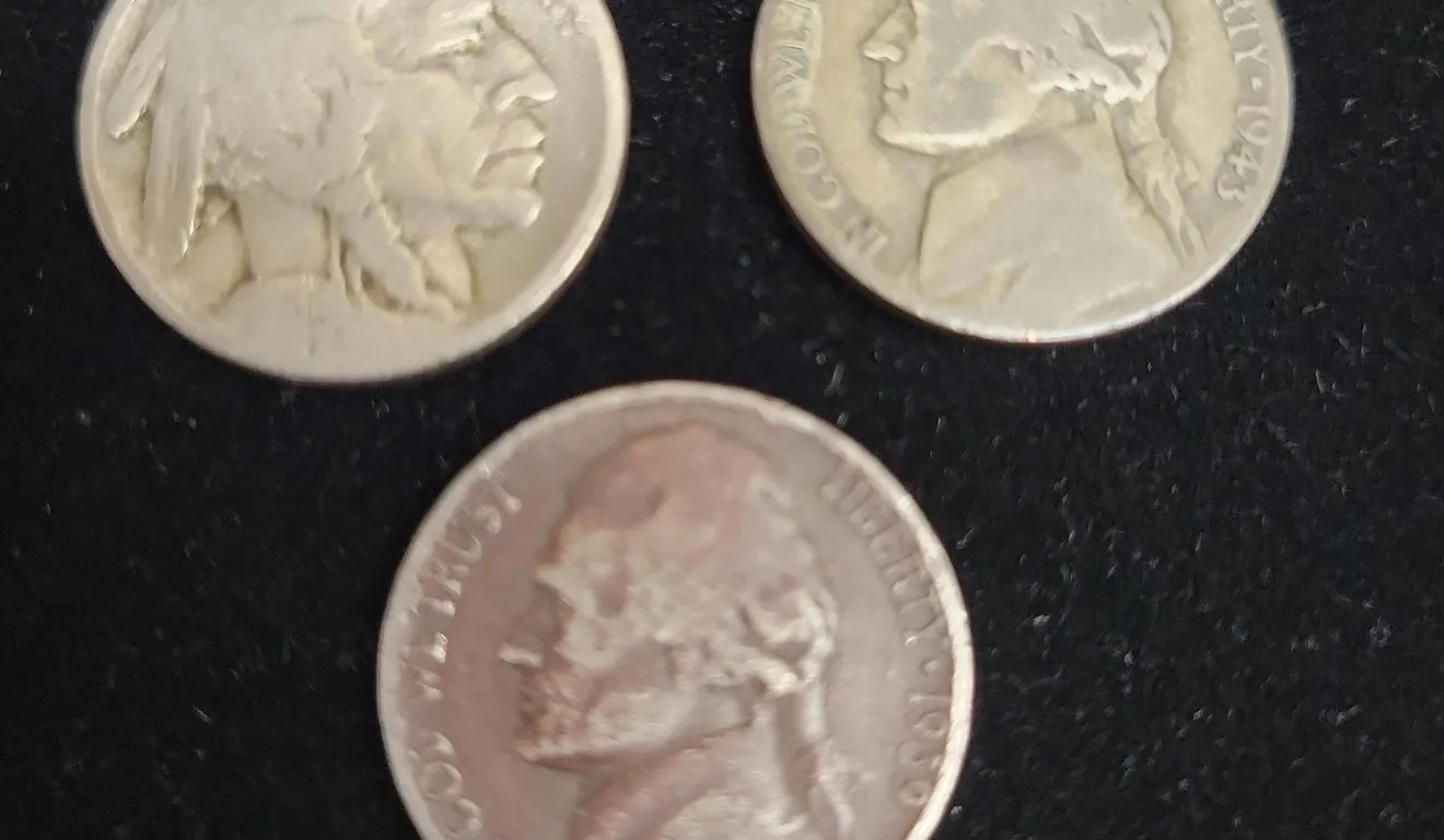 (2) NICKELS, (1) INDIAN HEAD BUFFALO NICKEL
