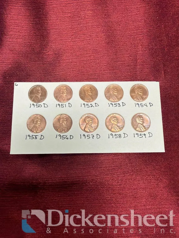 PENNIES LINCOLN DATE SET 1950D-1959D