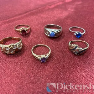 10K GOLD RINGS WITH VARIETY OF STONES - QTY (6)