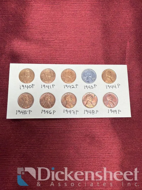 LINCOLN PENNIES DATE SET 1940P-1949P
