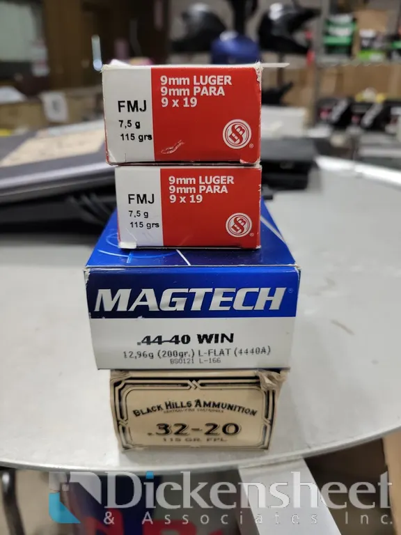 (2) BOXES 9MM LUGER, (1) BOX 44-40 & (1) BOX 32-20