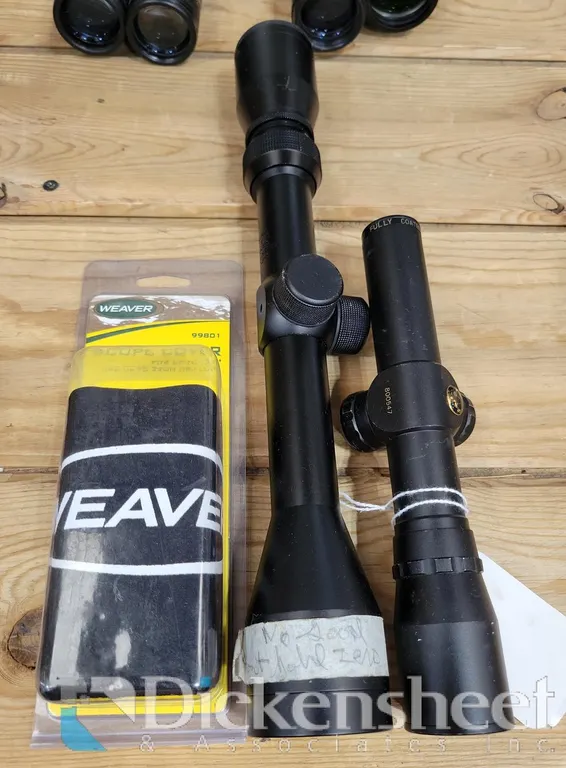 (2) RIFLE SCOPES, (1) SCOPE WEAVER SCOPE COVER