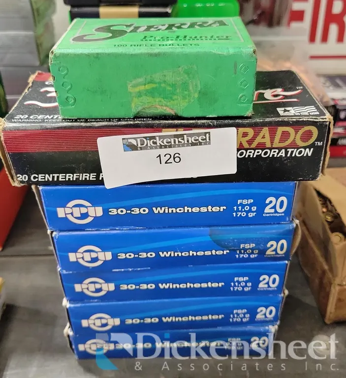 (7) BOXES 30-30 DIFFERENT BRANDS OF AMMUNITION