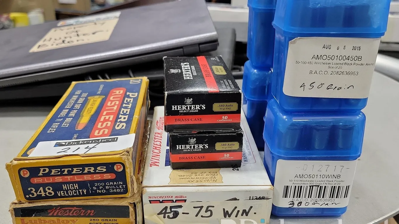 (3) MULTIPLE CALIBERS , .380 RELOAD BRASS & (2) BOXES BLACK POWDER ROUNDS