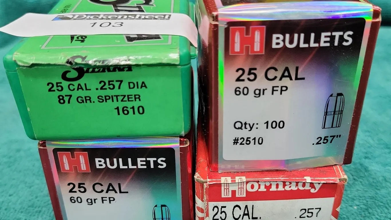 (4) .25 CAL, VARIOUS GRAIN AMMUNITION