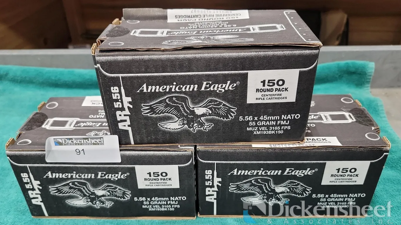 (3) AMERICAN EAGLE 5.56 X 45MM 55 GRAIN RIFLE CARTRIDGES