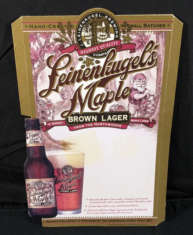 CARDSTOCK SIGN LEINENKUGEL'S MAPLE BROWN LAGER BEER CHIPPEWA FALLS WISCONSIN