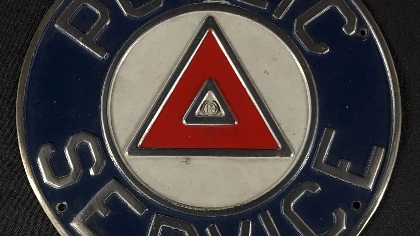 EMBOSSED STAINLESS STEEL NEW JERSEY PUBLIC TRANSIT BUS SIGN