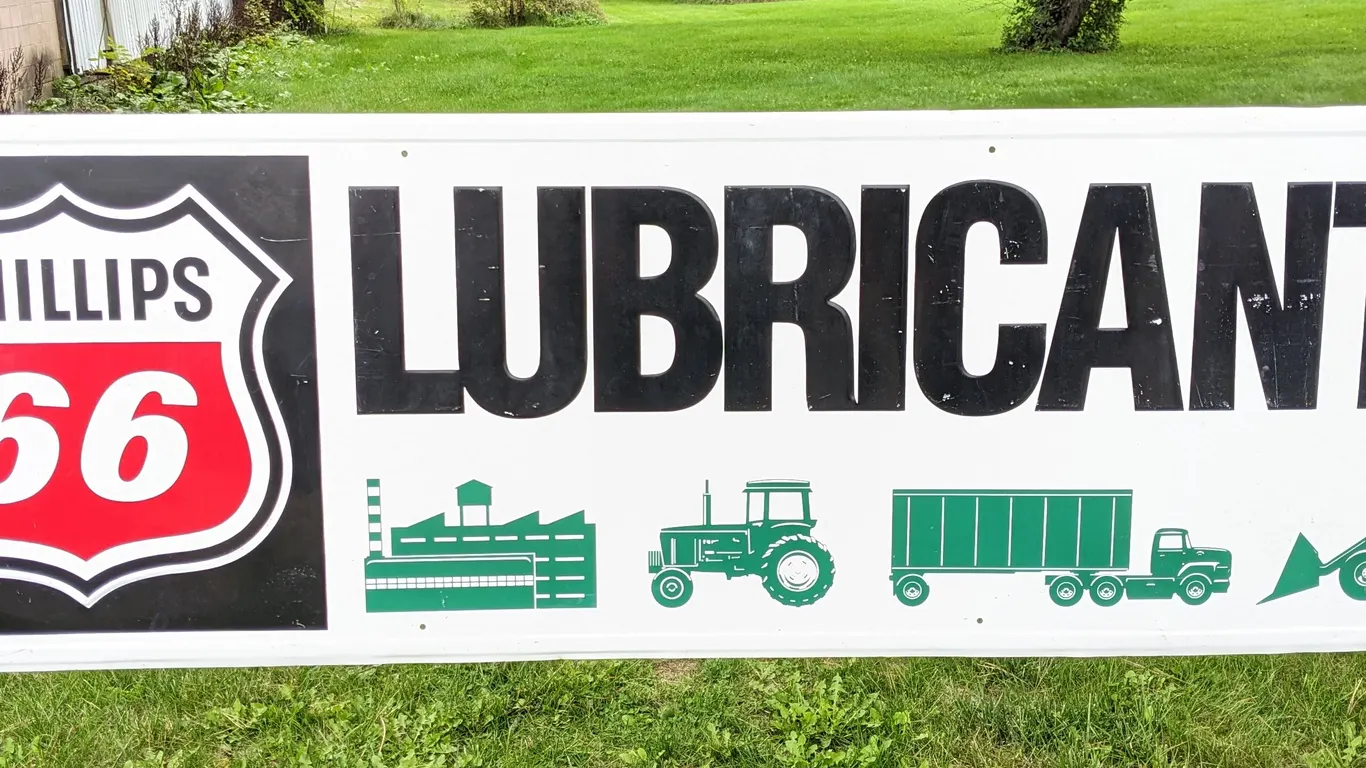 EMBOSSED ALUMINUM SIGN PHILLIPS 66 LUBRICANTS