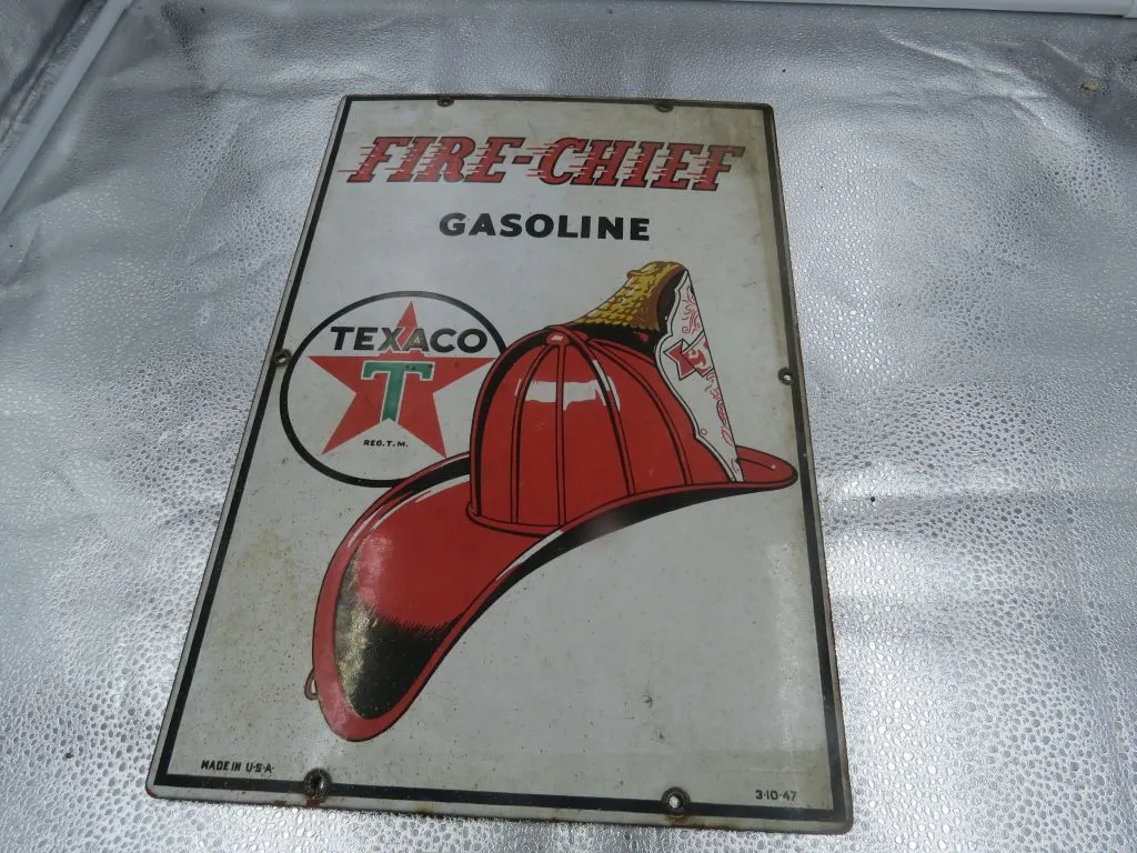 Fire Chief Porcelain Gas Pump Plate