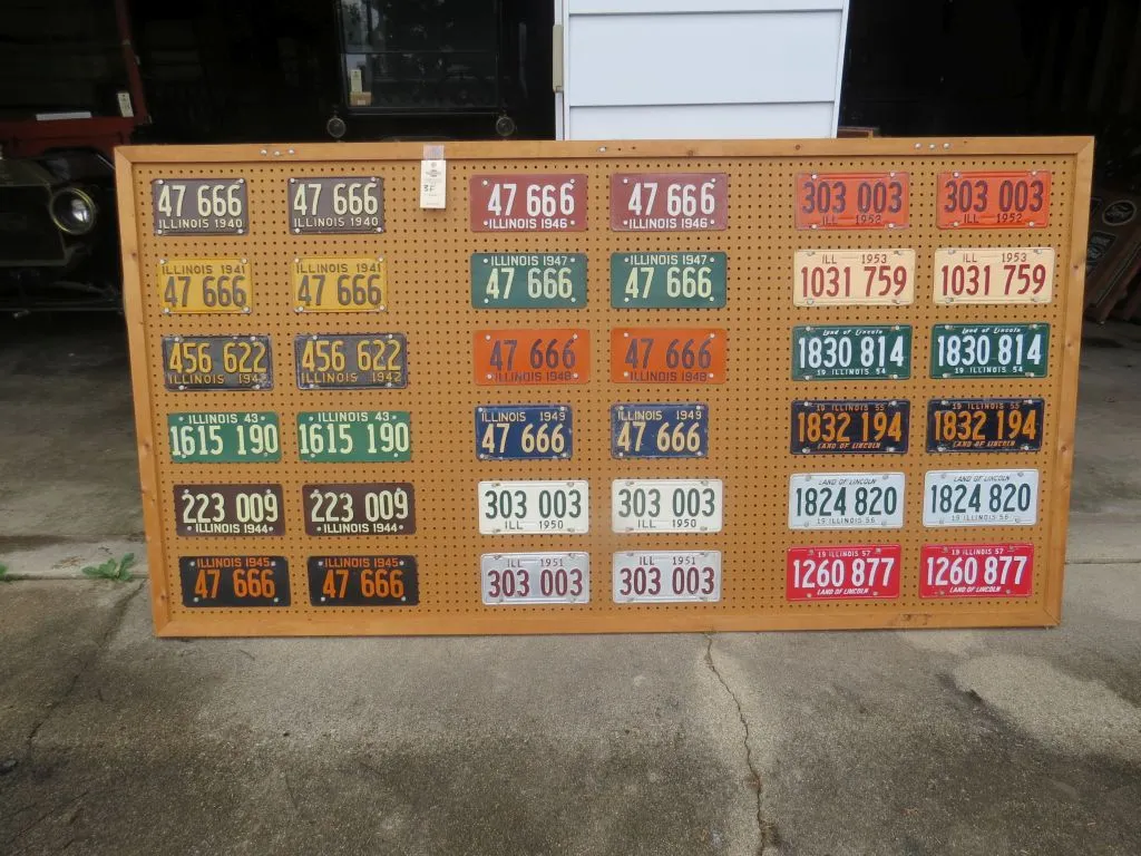 Complete Board of Illinois License Plates from 1940-1957