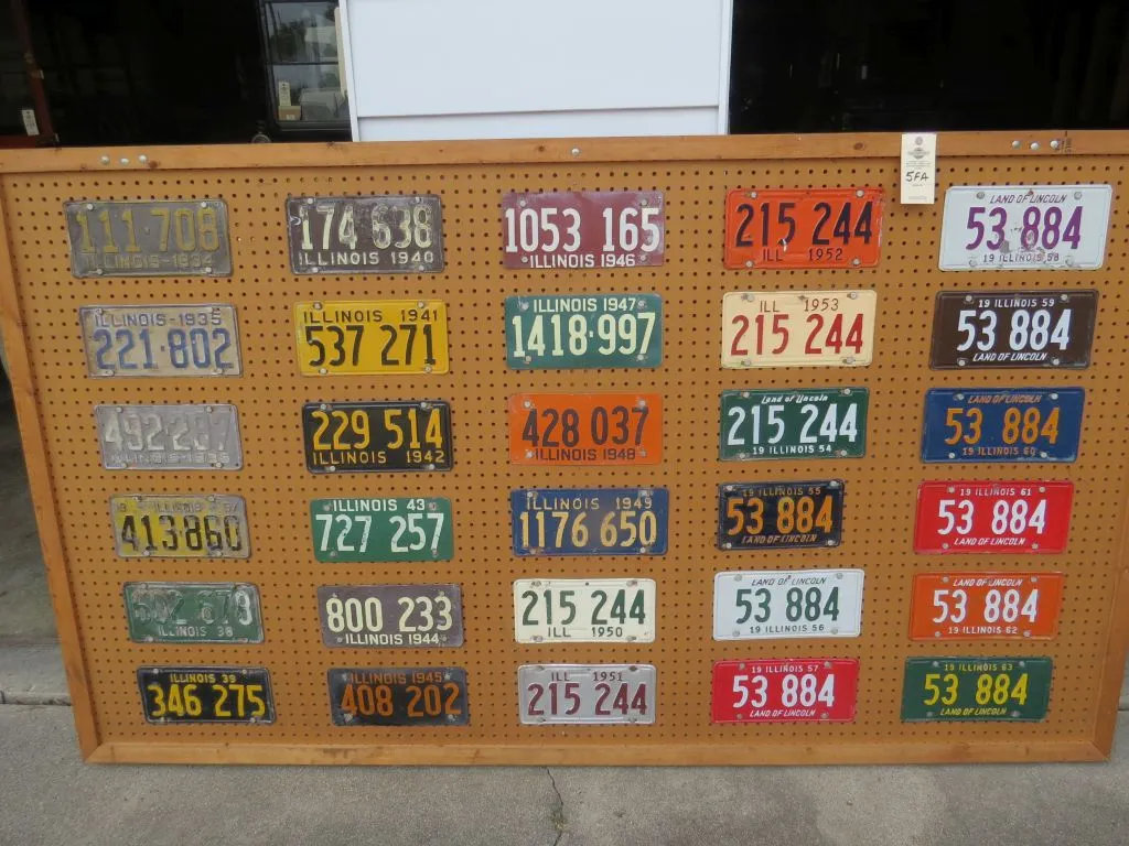 Board of Illinois License Plates from 1934-1963