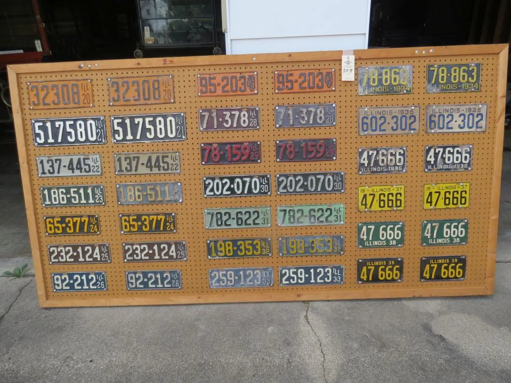 Board of Illinois License Plates from 1920-1939