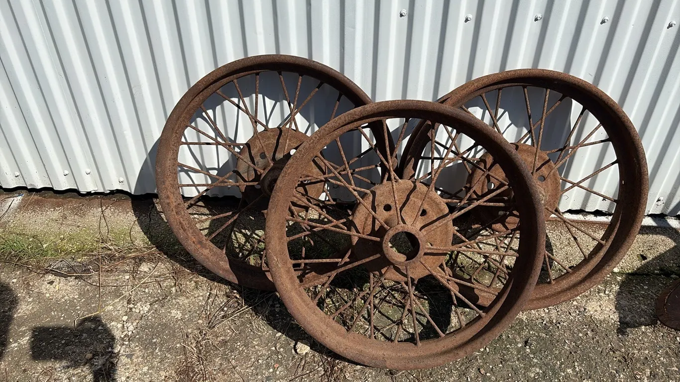 3- Antique Spoked Car Rims