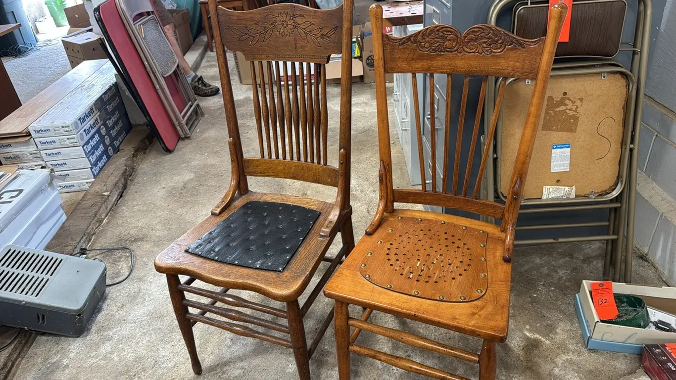 2 wood chairs