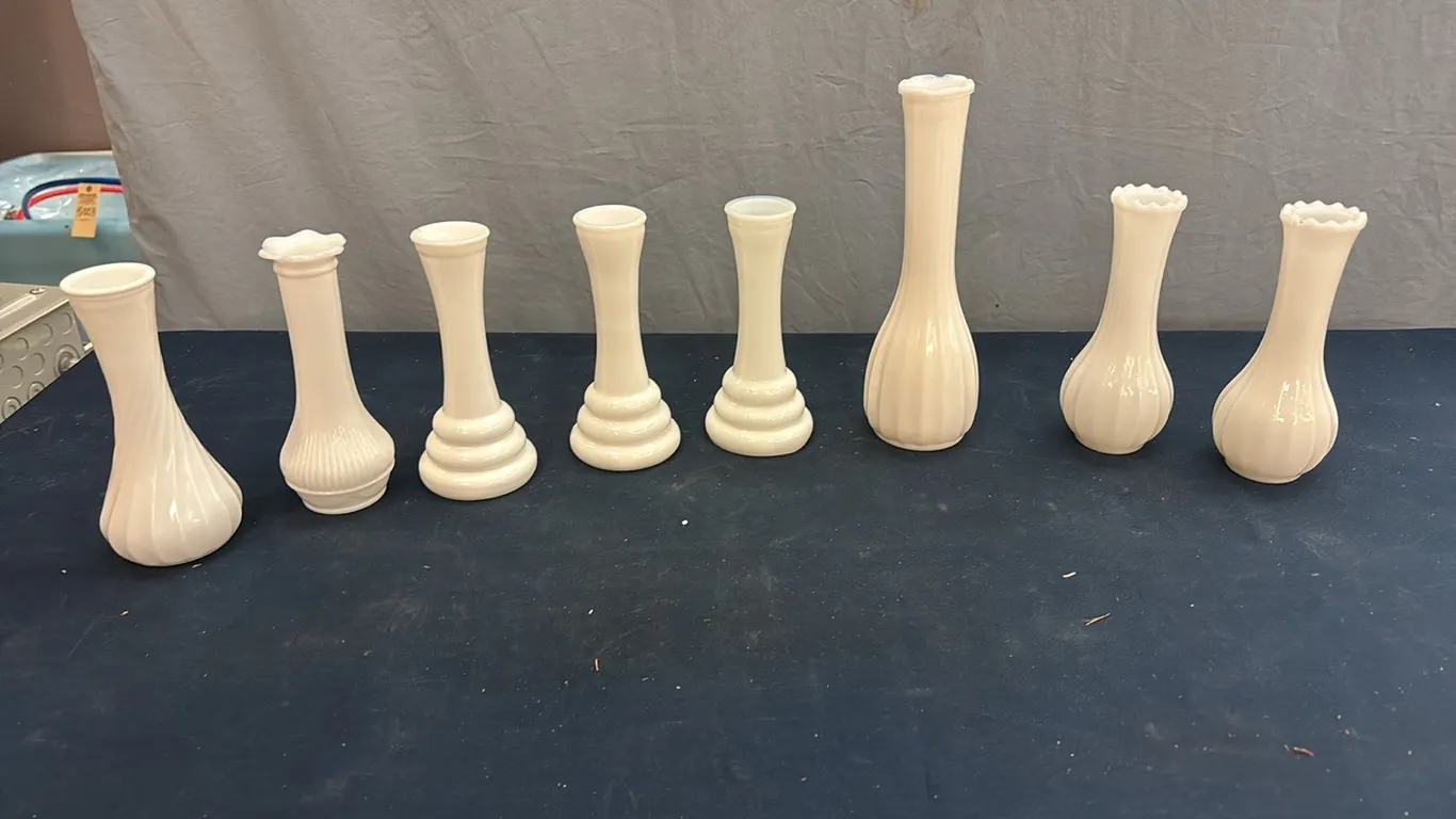 Milk glass vases