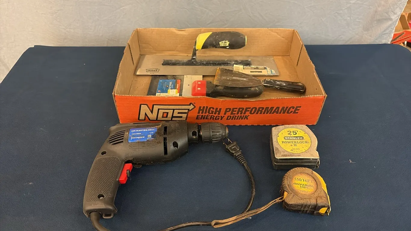 Corded Drill, Tape Measures & Misc