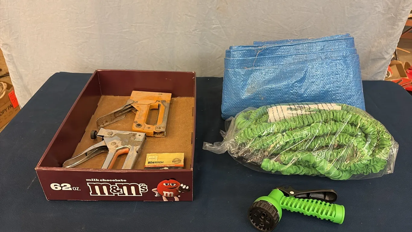 Staplers, Flexible Garden Hose & Tarp