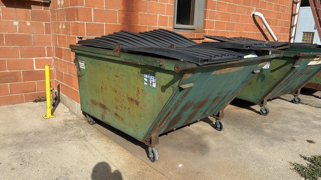 Green Commercial Dumpster (Left Dumpster)