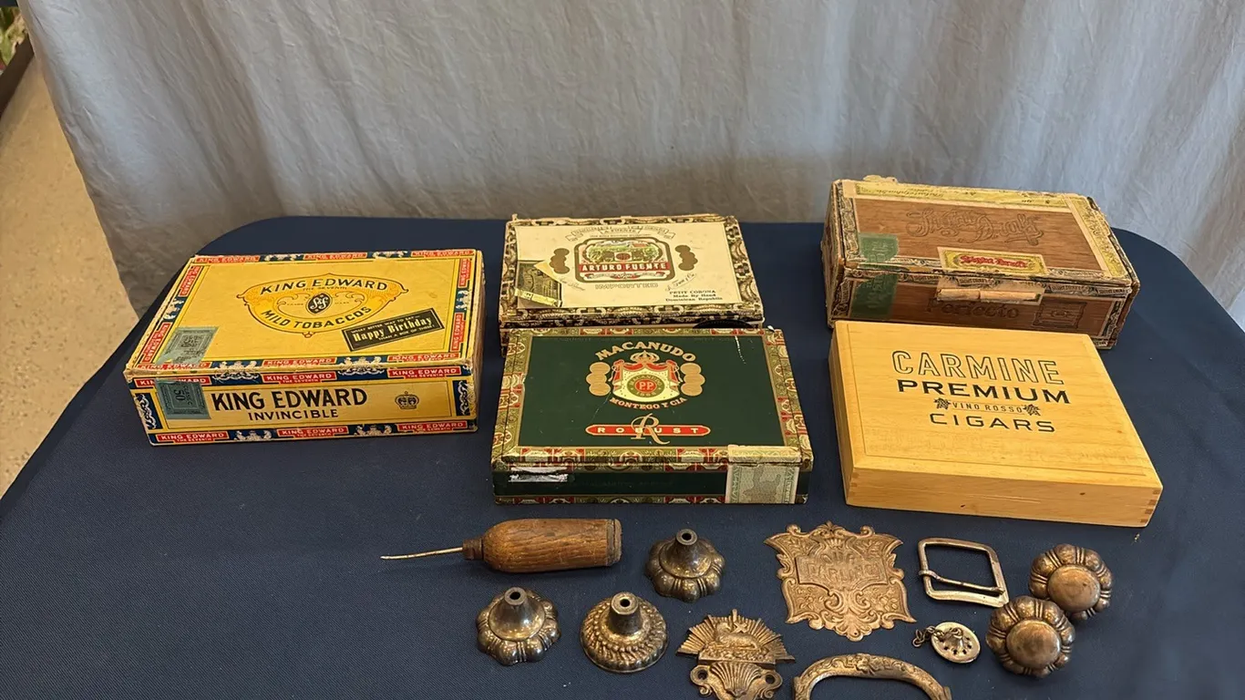 Cigar Boxes w/ Misc Antiques