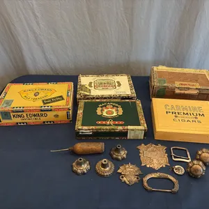 Cigar Boxes w/ Misc Antiques