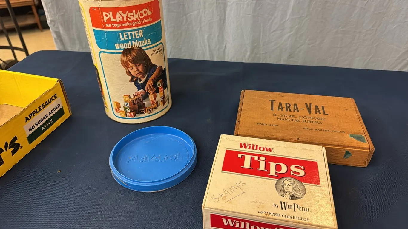 Wood blocks, cigar boxes