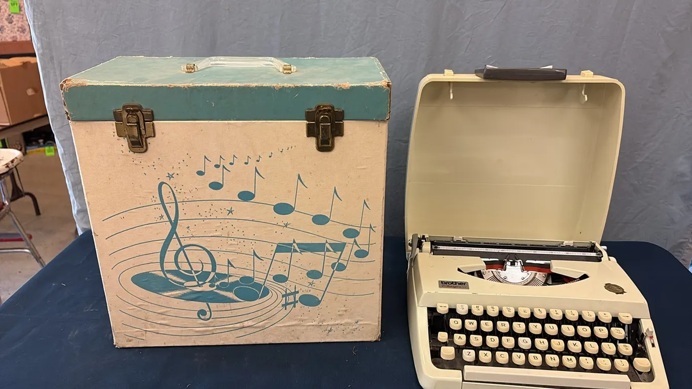 Record Box & Brother Typewriter