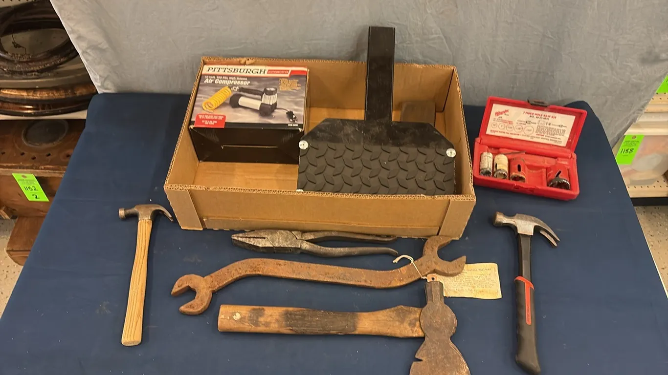 Receiver Hitch Step, Air Compressor & Tools