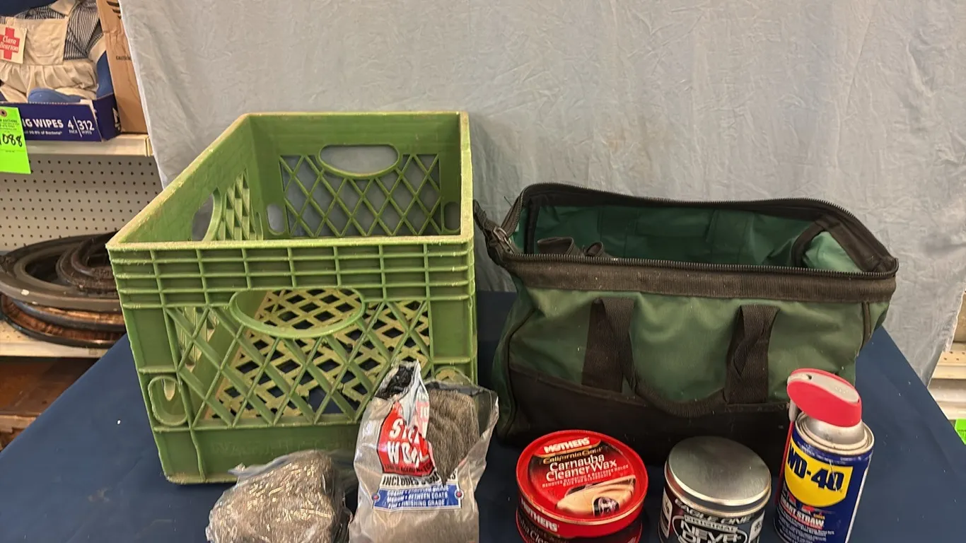 Milk Crate w/ Car Cleaning Supplies