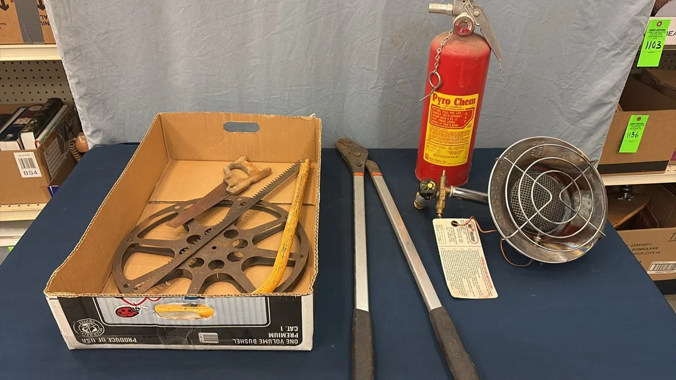Propane Heater, Trimmer & Fire Extinguisher