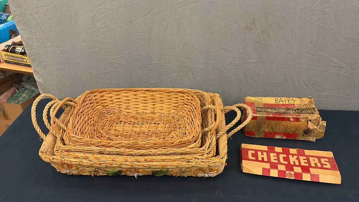Wicker Baskets, Checkers & Numbering Machine