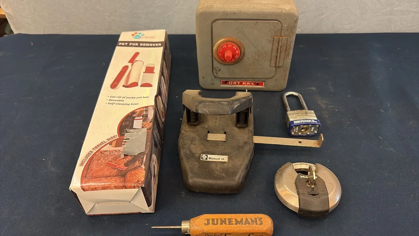 Coin Bank, Padlocks & Pet Fur Remover