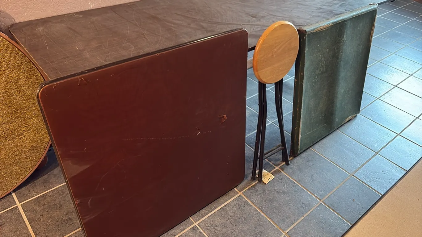 2- Card Tables & Wood Stool