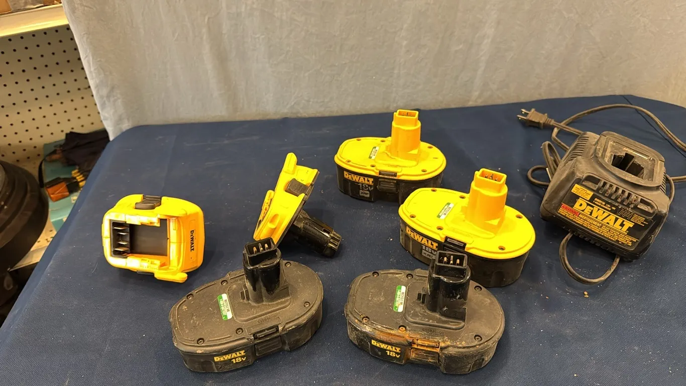 DeWalt batteries, charger, adapters