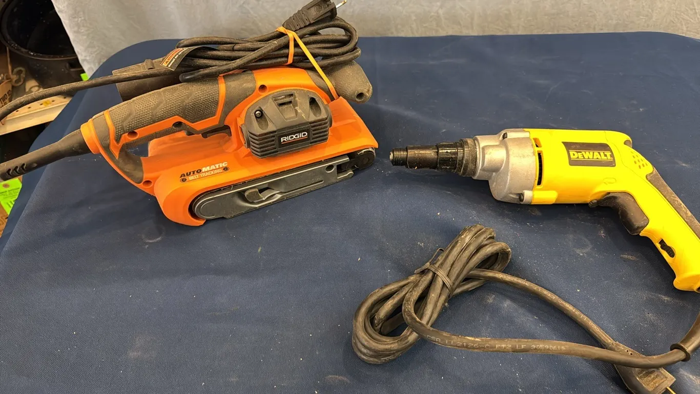 Ridgid belt sander, DeWalt screw gun